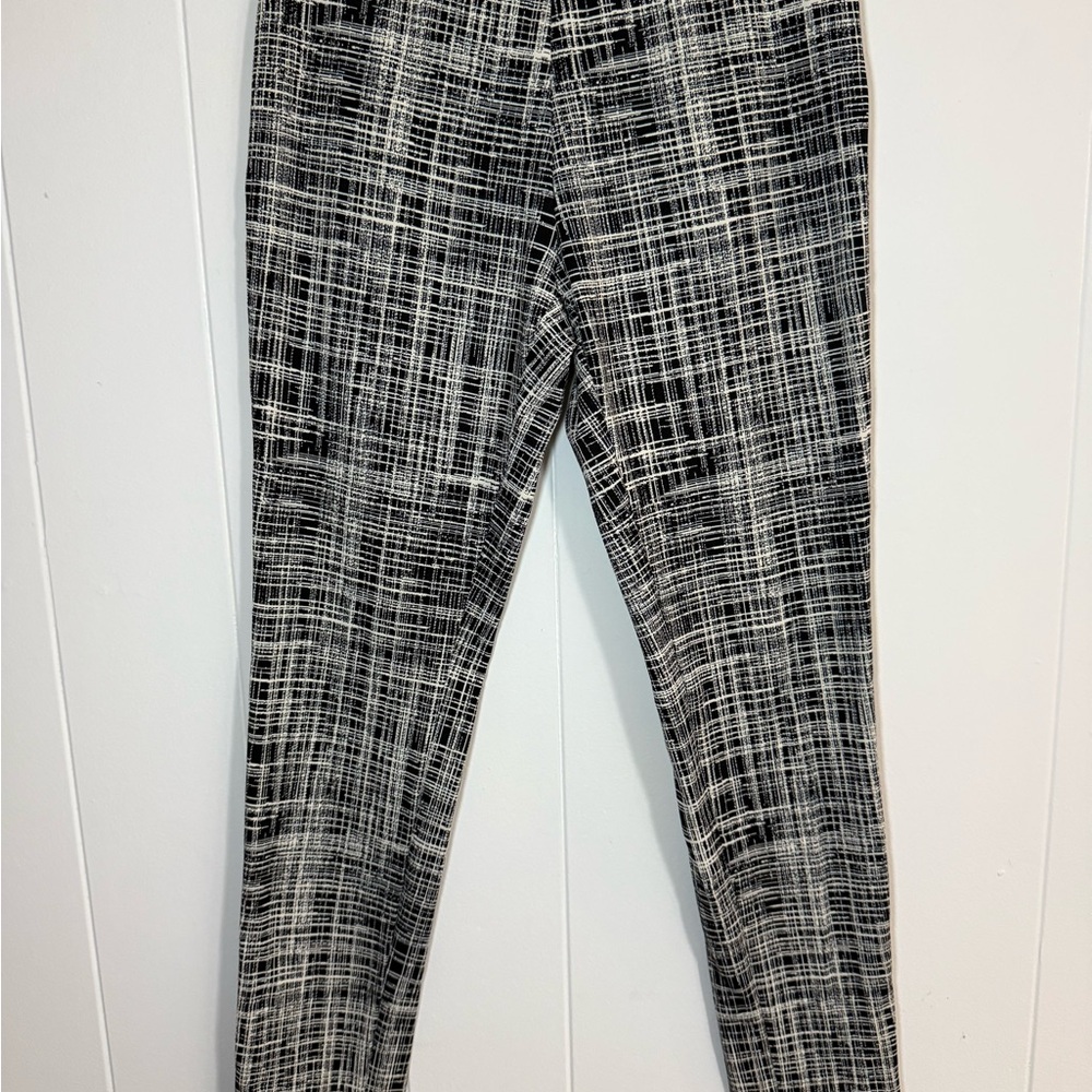 Theory Black and White Plaid Pants